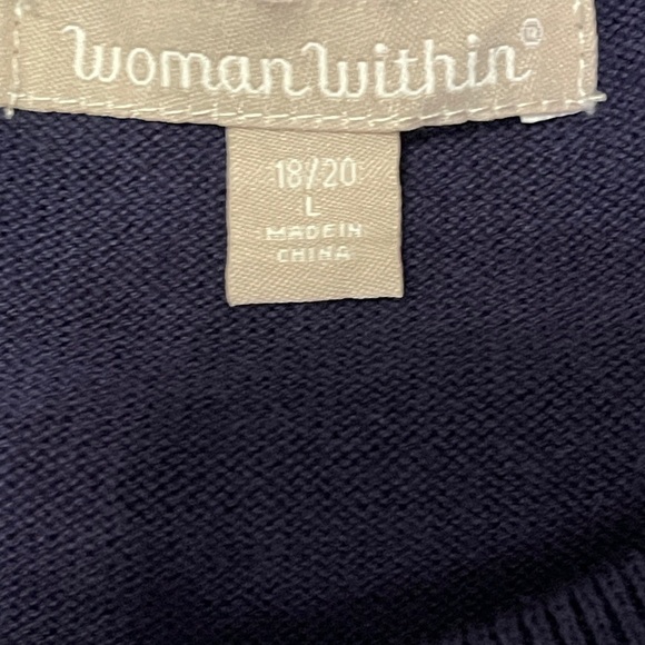 Vintage Embroidered Cardigan Sweater Sz 18 Navy Floral Button Down Cottagecore - Picture 8 of 10